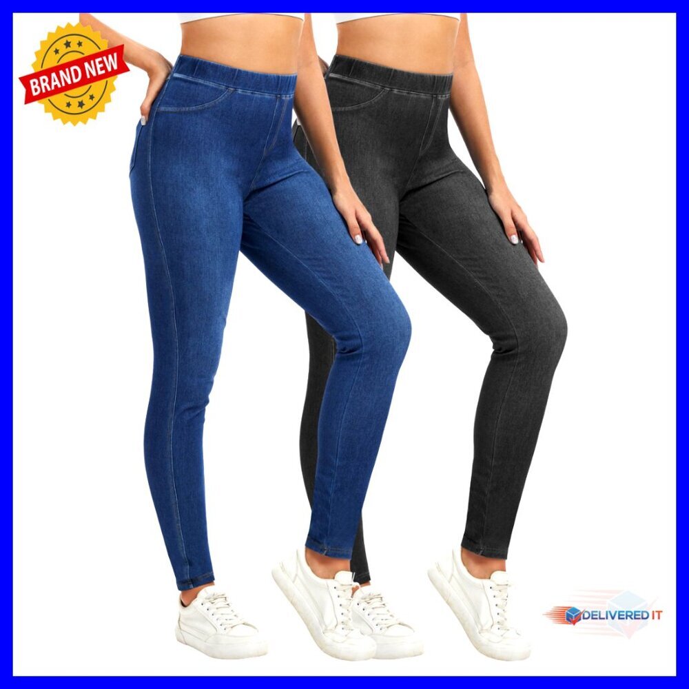High Waisted Jeggings with Pockets Tummy Control Stretchy Skinny Jeans